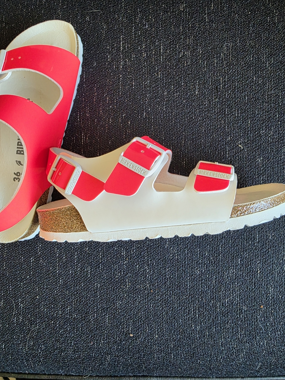 Birkenstock Kids White Sandals with Bright Pink Straps